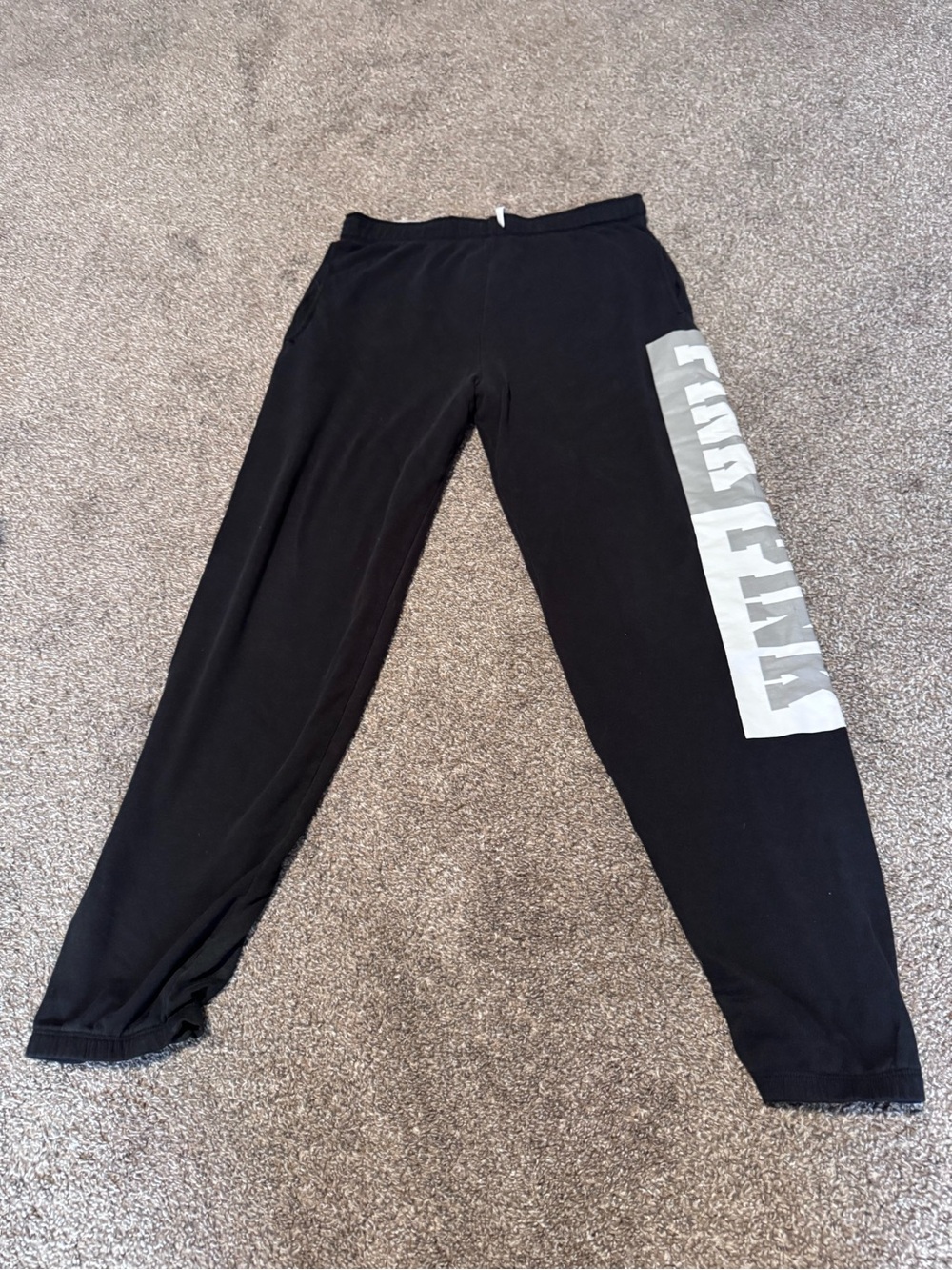 Victoria's Secret Black Joggers with White Side Block Logo